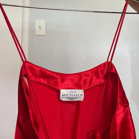 Vintage 90s Shiny Satin Slip Vintage BETH MICHAELS SHINY SATIN Slip Chemise - Picture 3 of 5